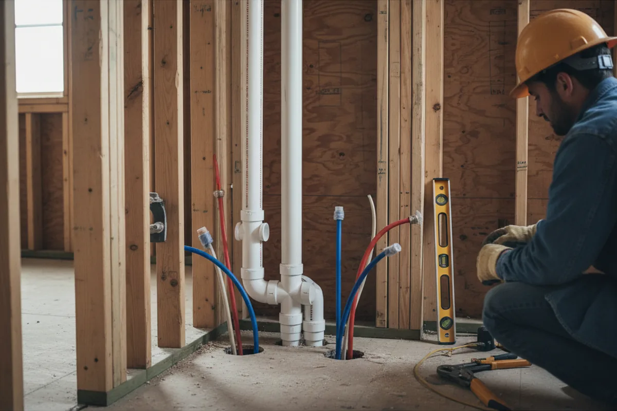 Drain and supply rough-in during Drain Cleaning in Wyckoff
